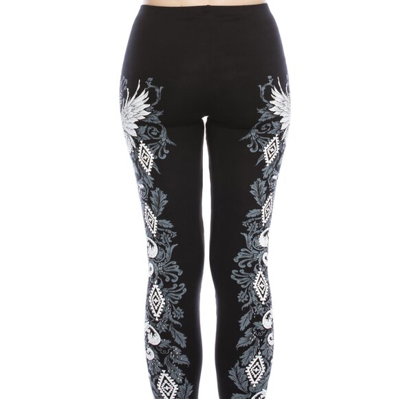 new VOCAL LEGGINGS FLEUR-DE-LIS rhinestones party pants black SM-XXL SLIMMING - Picture 3 of 5